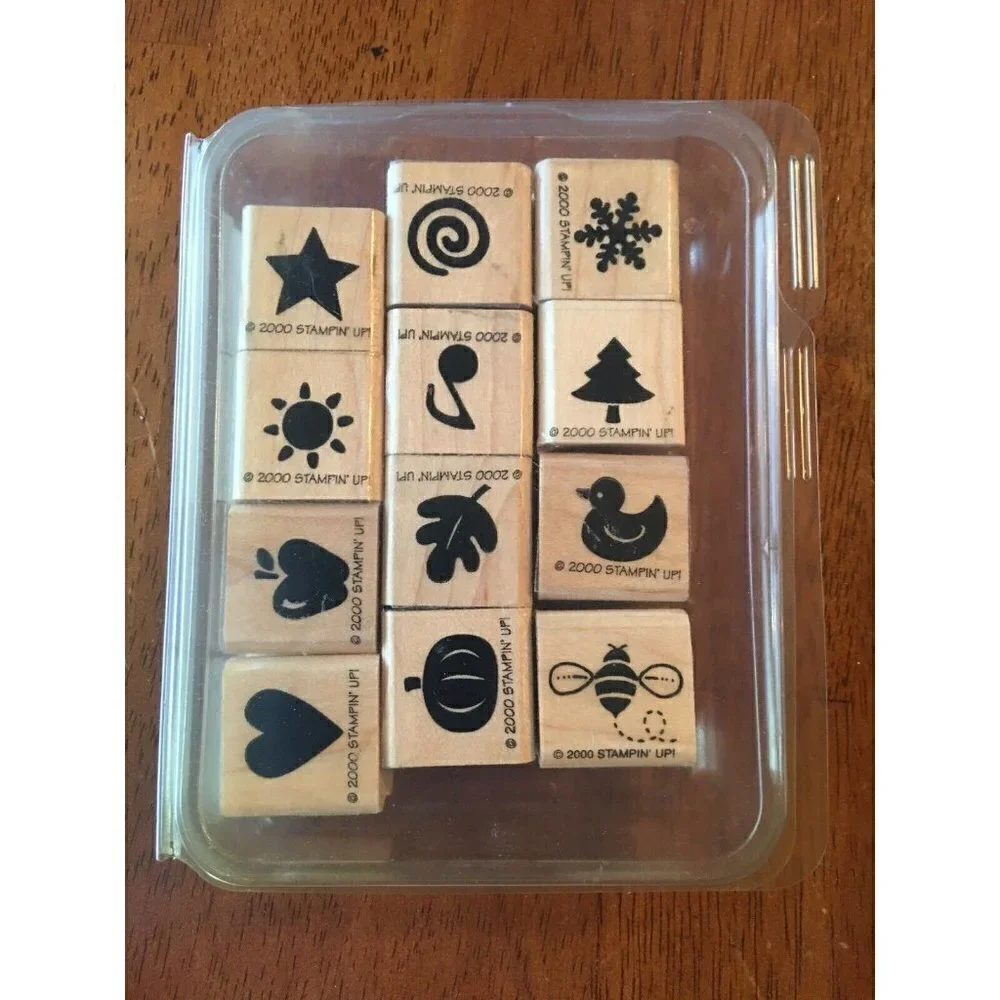 Stampin’ Up! Mini Medleys 12 Rubber Stamps Set 2000 Retired Scrapbooking Cards